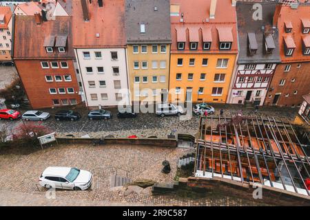 Nuremberg, Germany - DEC 28, 2021: Aerial view of the Bavarian city of Nuremberg, Germany. Stock Photo