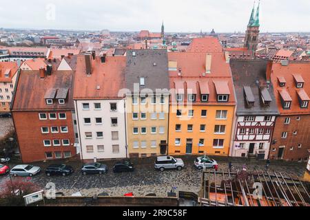 Nuremberg, Germany - DEC 28, 2021: Aerial view of the Bavarian city of Nuremberg, Germany. Stock Photo