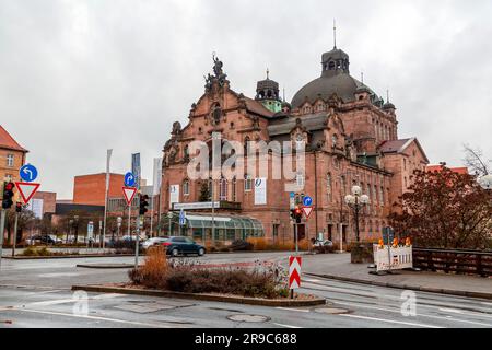 Nuremberg, Germany - DEC 28, 2021: The Staatstheater Nurnberg is one of the four Bavarian state theatres and shows operas, plays, ballets and concerts Stock Photo