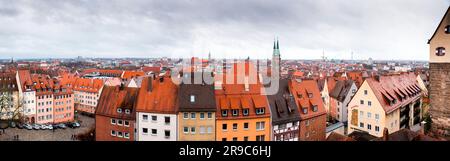 Nuremberg, Germany - DEC 28, 2021: Aerial view of the Bavarian city of Nuremberg, Germany. Stock Photo