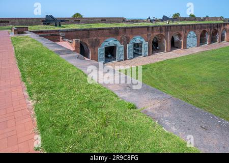 View from the terreplein wall to the courtyard of Fort Pulaski on Cockspur Island along the Savannah River in Savannah, Georgia. (USA) Stock Photo