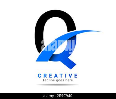 Abstract initial letter Q alphabet logo with blue color. Q letter logo for company brand identity, travel, logistic, business logo template Stock Vector