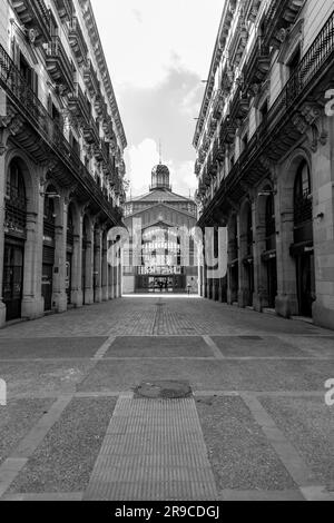 Barcelona, Spain - FEB 10, 2022: Iron building of Mercat del Born in La Ribera, Barcelona. The largest covered square in all of Europe and marked the Stock Photo