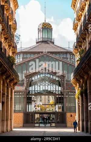 Barcelona, Spain - FEB 10, 2022: Iron building of Mercat del Born in La Ribera, Barcelona. The largest covered square in all of Europe and marked the Stock Photo