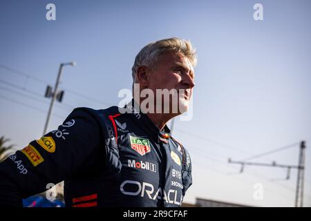 Lisbon, Portugal. 25th June, 2023. The British David Coulthard seen during the first edition of the Red Bull Showrun in Lisbon. Credit: SOPA Images Limited/Alamy Live News Stock Photo