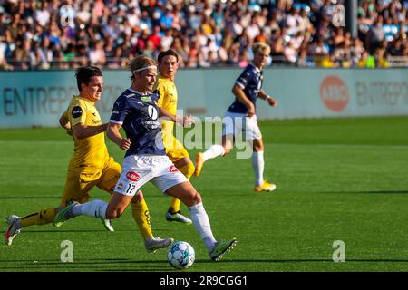 Drammen, Norway, 25th June 2023. Strømsgodset's Tobias Gulliksen on the ball in the match between Strømsgodset and Bodø/Glimt at Marienlyst stadium in Drammen.   Credit: Frode Arnesen/Alamy Live News Stock Photo