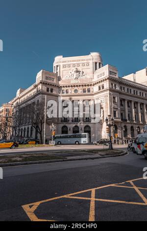 Barcelona, Spain - February 10, 2022: BBVA bank signage and entrance, Passeig de Gracia, Barcelona, Spain. Stock Photo