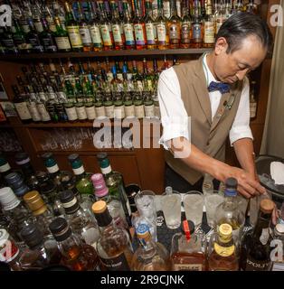 Owner Masashi Goto from Bar Main Malt in Kobe , Japan Stock Photo