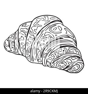 croissant hand-drawn drawing engraving in retro style, vector illustration Stock Vector