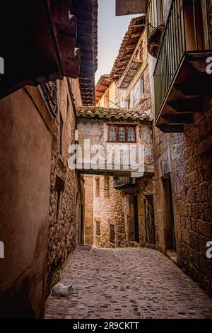 Valderrobres medieval village. Street in the old town. In Matarraña region, Teruel province, Aragon community, Spain Stock Photo