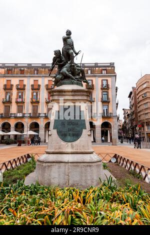 Girona, Catalonia, Spain - FEB 12, 2022: Placa de la Independencia is a public square in the municipality of Girona included in the Inventory of the A Stock Photo