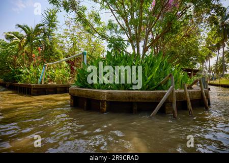 Damnoen Saduak - Thailand May 23, 2023. On the canals of Damnoen Saduak Floating Market by boat. Stock Photo