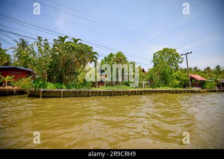 Damnoen Saduak - Thailand May 23, 2023. On the canals of Damnoen Saduak Floating Market by boat. Stock Photo