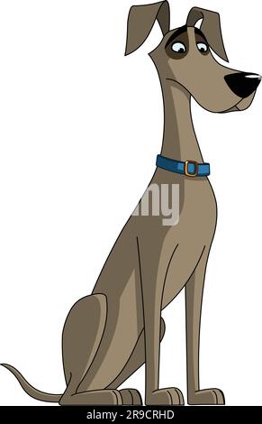 Stylized dog with blue collar sitting Stock Vector