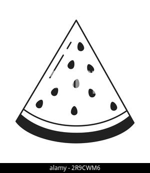 Watermelon slice monochrome flat vector object Stock Vector