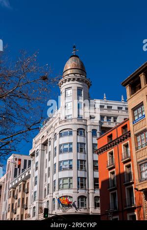 Zaragoza, Spain - February 14, 2022: CaixaBank, S.A. is a Valencia based Spanish multinational financial services company. Stock Photo