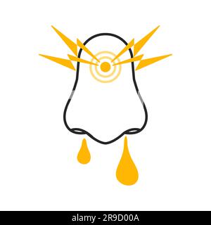 Allergic runny nose icon with mucus discharge Stock Vector