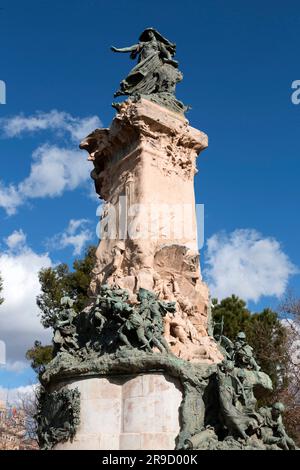 Monument to the sieges of Zaragoza by Agustin Querol, located in the Plaza de los Sitios, Zaragoza, Spain. Stock Photo