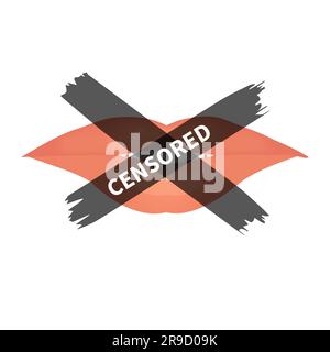 Censored voiceless female sealed mouth ban icon Stock Vector