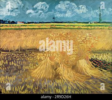 Vincent van Gogh – Wheat Field with Sheaves 1888. Stock Photo