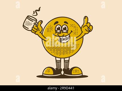 Vintage mascot character of ball head with chill expression Stock Vector