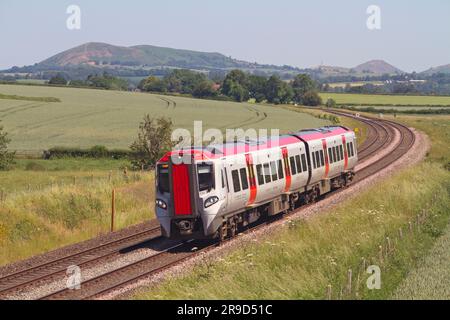 Class 197 diesel multiple unit number 197010 working a Transport for Wales service at Wistanstow on the Welsh Marches Line. 14th June 2023. Stock Photo