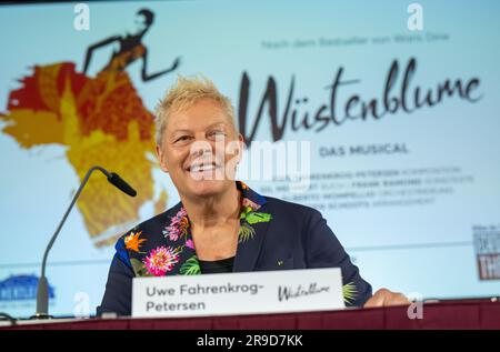 Munich, Germany. 26th June, 2023. Uwe Fahrenkrog-Petersen, composer, takes part in the press conference for the musical 'Desert Flower'. Credit: Peter Kneffel/dpa/Alamy Live News Stock Photo