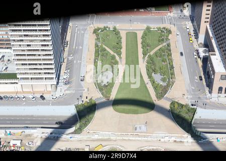 View from the top of the Gateway Arch in St. Louis Stock Photo