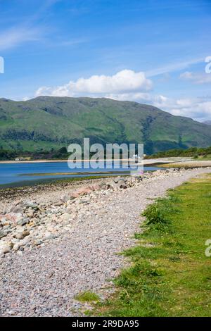 Looking Across Loch Linnhe from Bunree campsite, Onich, Fort William, Scotland, UK. Stock Photo