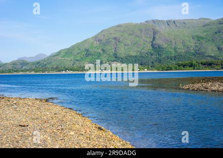 Looking Across Loch Linnhe from Bunree campsite, Onich, Fort William, Scotland, UK. Stock Photo
