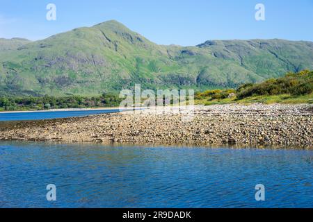 Looking Across Loch Linnhe from Bunree campsite, Onich, Fort William, Scotland, UK. Stock Photo