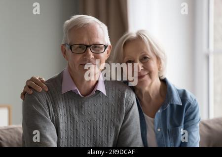 Profile picture of senior spouses, video call participants Stock Photo
