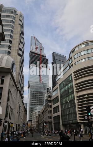 22 Bishopsgate and 8 Bishopsgate under construction viewed from Gracechurch Street London July 2022 Stock Photo