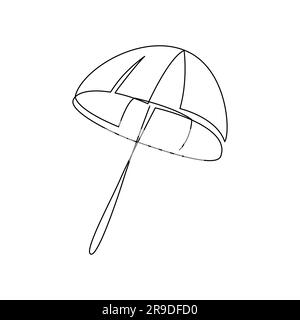 BEACH UMBRELLA LINE ART. Vector beach umbrella. Continuous Line Drawing Vector for print poster, card sticker tattoo. Single line art. One Line summer Stock Vector