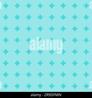 Cyan blue geometric fashion pattern. Mid century seamless vector. 60s style rounded squares or sparkles textile design. Stock Photo