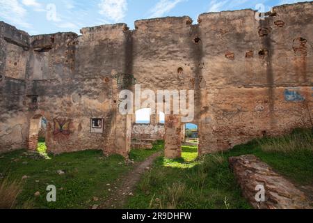 The San Joaquin Sugar Mill, located between Nerja and Maro on the old coast road, is now derelict but remains a fascinating site to photograph. Stock Photo