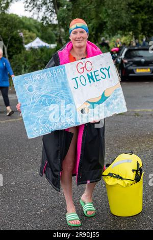 Kessock Ferry, Inverness, UK. 25th June, 2023. This is scenes from the Kessock ferry Swim which is a Charity Event whereby swimmers cross the old Ferry Line between Kessock and Beauly. Credit: JASPERIMAGE/Alamy Live News Stock Photo