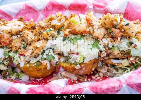 Lobster Tostones, Cuban Food Southern Most Sandys Cafe,Food Truck  Key West, Florida, USA Stock Photo