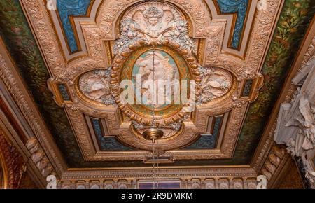 PARIS, FRANCE, JUNE 24, 2023 : interiors, collections, furnitures and decors of Mansion of La Paiva, on Champs-Elysées, Paris, france Stock Photo