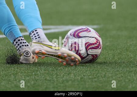 July 1, 2023; Portland, Oregon, USA; NWSL match between Portland Thorns FC and the Washington Spirit at Providence Park. (Photo Credit: Al Sermeno) Stock Photo