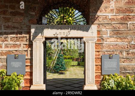 Goa, India - 19th December, 2022 : Entrance of the Museum of Christian art at the Convent of St. Monica in old Goa. The museum exhibits Indo-Portugues Stock Photo