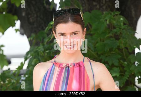 Munich, Germany. 26th June, 2023. Actress Lavinia Nowak celebrates at the FFF Press Lunch of the Film Fernsehfonds Bayern as part of Filmfest München at the Amari Kantine & Bar at the Kunstlabor Credit: Felix Hörhager/dpa/Alamy Live News Stock Photo