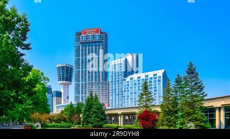 Niagara Falls, Ontario, Canada - June 17, 2023: Exterior architecture of the Embassy Suites Hotel Stock Photo