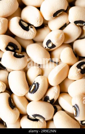 Background of black eyed peas. Close up and top view. Stock Photo