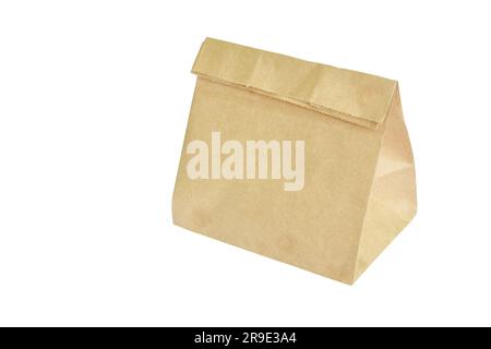 brown paper packaging bag arranging on white background Stock Photo