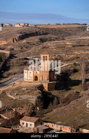 Segovia, Spain - FEB 18, 2022: Iglesia de la Vera Cruz, a small church in Segovia, Spain. Stock Photo
