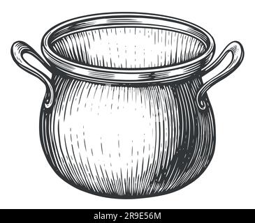 Pot, saucepan sketch vector illustration. Cooking concept Stock Vector
