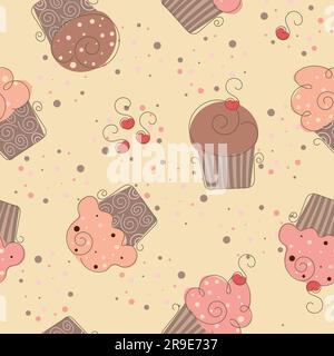 Vector illustration of cupcake pattern. Suitable for printing gift packaging, prints, etc. Stock Vector
