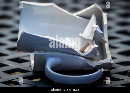 A smashed tea mug, Broken dreams. Stock Photo