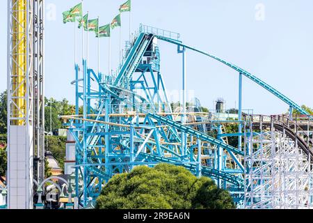 Rollercoaster Jetline is seen at amusement park Gr na Lund in